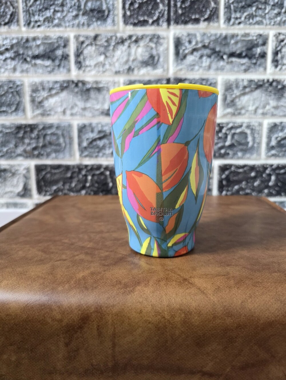Tabitha Brown Tropical Floral Insulated Tumbler - Blue with Multicolor Leaves